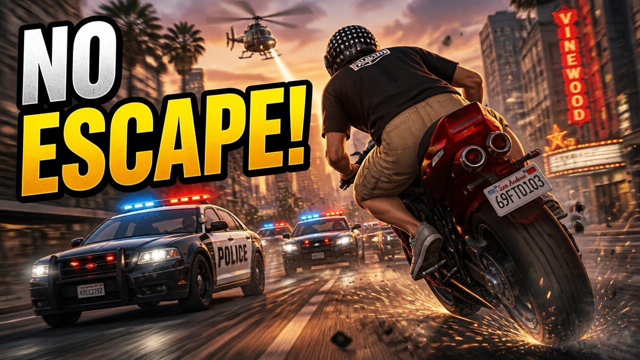 Crazy High Speed Bike Ride Chase In GTA 5