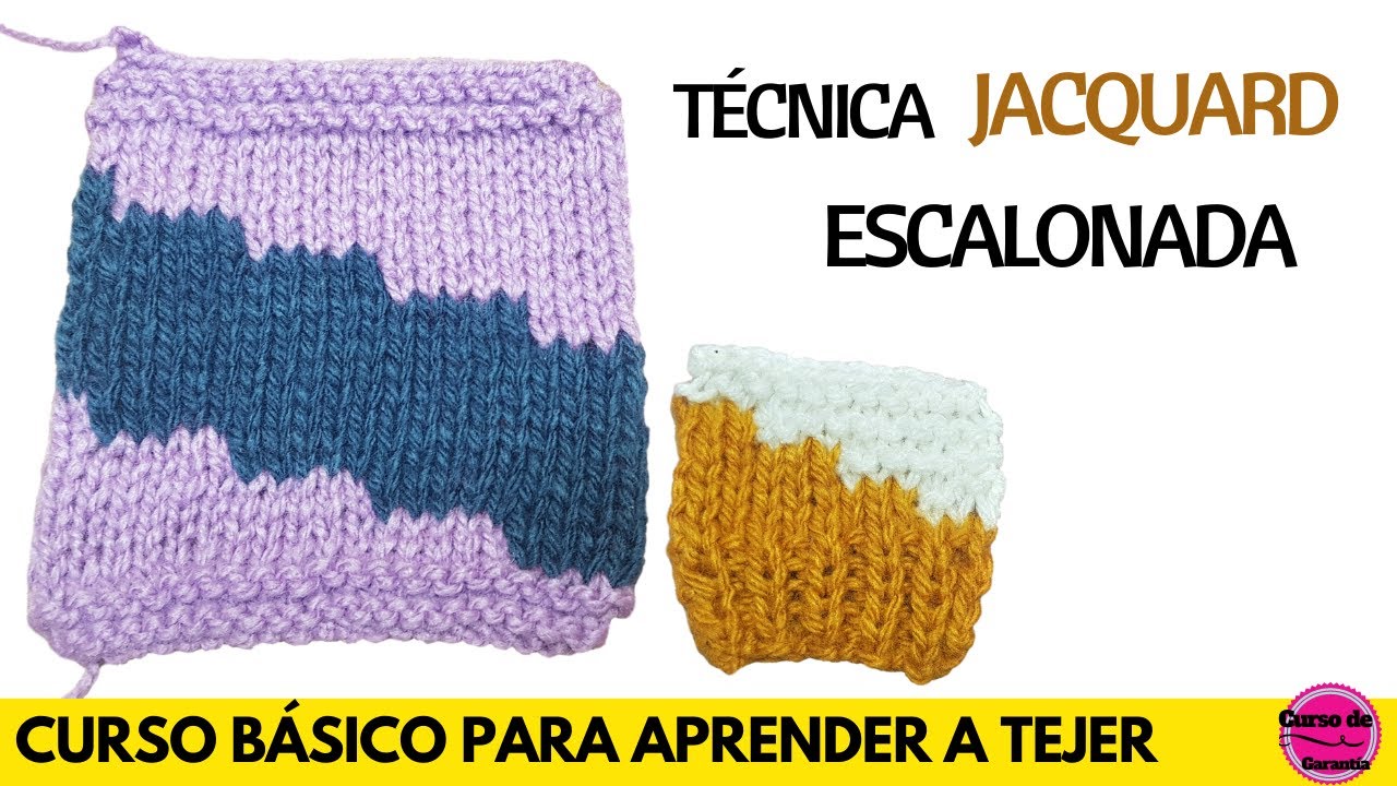 ✅ Jacquard Escalonada a Dos Agujas 👍 Técnica JACQUARD | Curso Básico a 2 Agujas