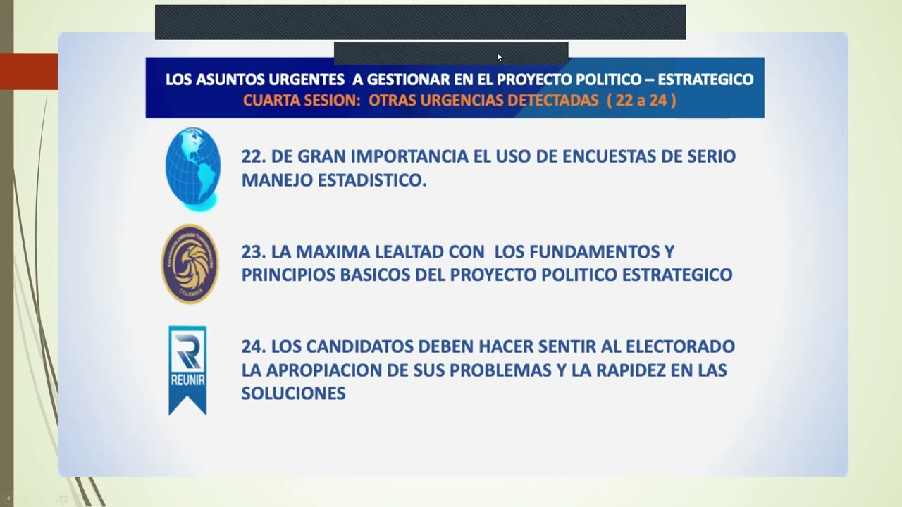 Urgencias de gesti&oacute;n para el proyecto pol&iacute;tico estrat&eacute;gico de Fundelt  Cuarta sesi&oacute;n