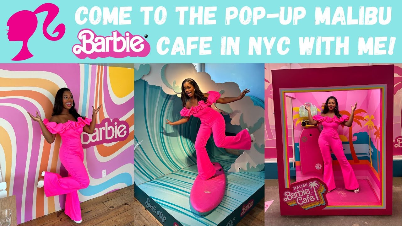 Come to the Pop-Up Malibu Barbie Café in NYC with Me! | #Barbie #BarbieMovie #NYC