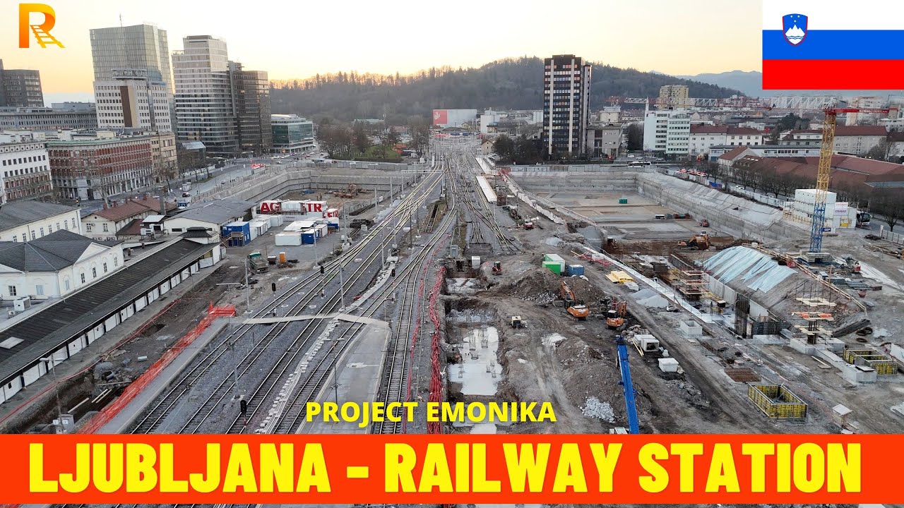 4K Ljubljana Railway Station and Project Emonika Progress  (March 2025) Aerial View - Slovenia