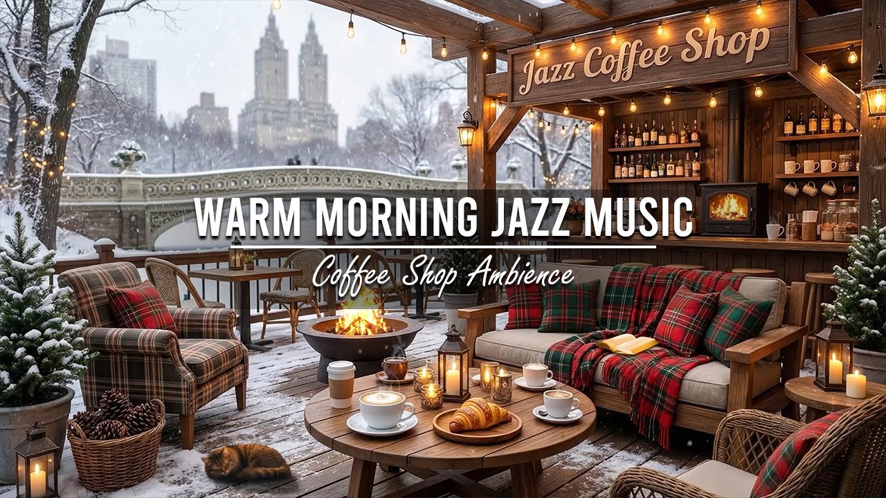 Warm Morning Jazz Music at Winter Coffee Shop Ambience ⛄ Relaxing Jazz Instrumental Music to Study