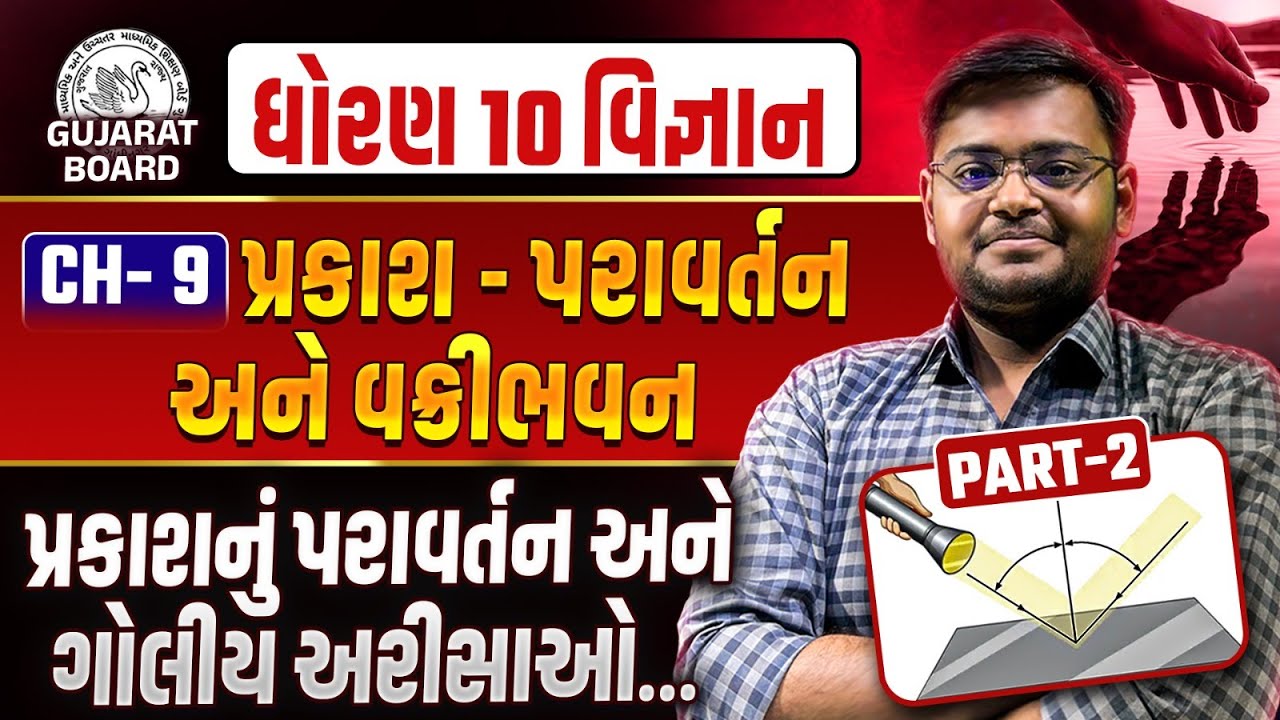 Std 10 Science Ch 9 પ્રકાશનું પરાવર્તન અને લલ ગોલીય અરીસાઓ | Vigyan ભાગ 2 | Hiren Nasit