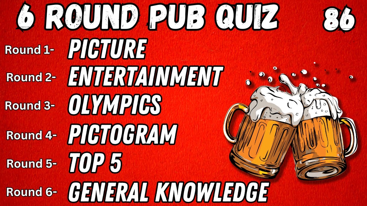 Online Pub Quiz - 6 Rounds: Picture, Entertainment, Olympics, Connection, Top 5 and GK No.86