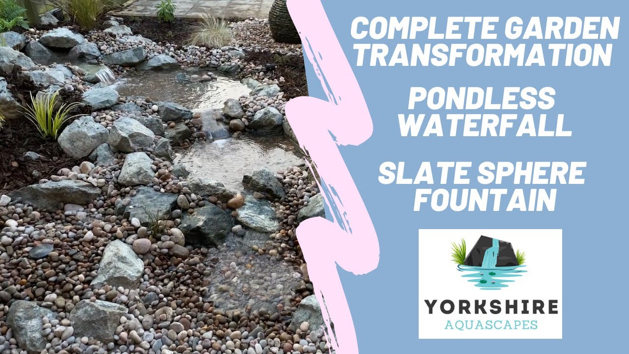 Complete Garden TRANSFORMATION | Pondless Waterfall Feature & Slate Sphere Fountain