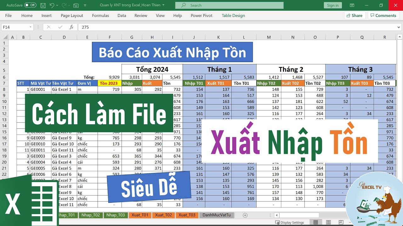 Cách tạo file xuất nhập tồn thông minh bằng Excel (Siêu dễ)