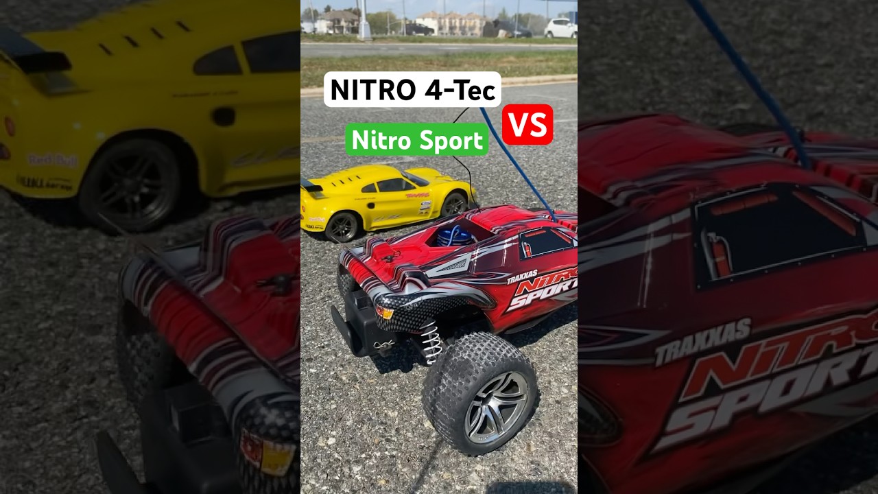 Traxxas Old RC model Race - Nitro sport vs 4 Tec.  Who wins?