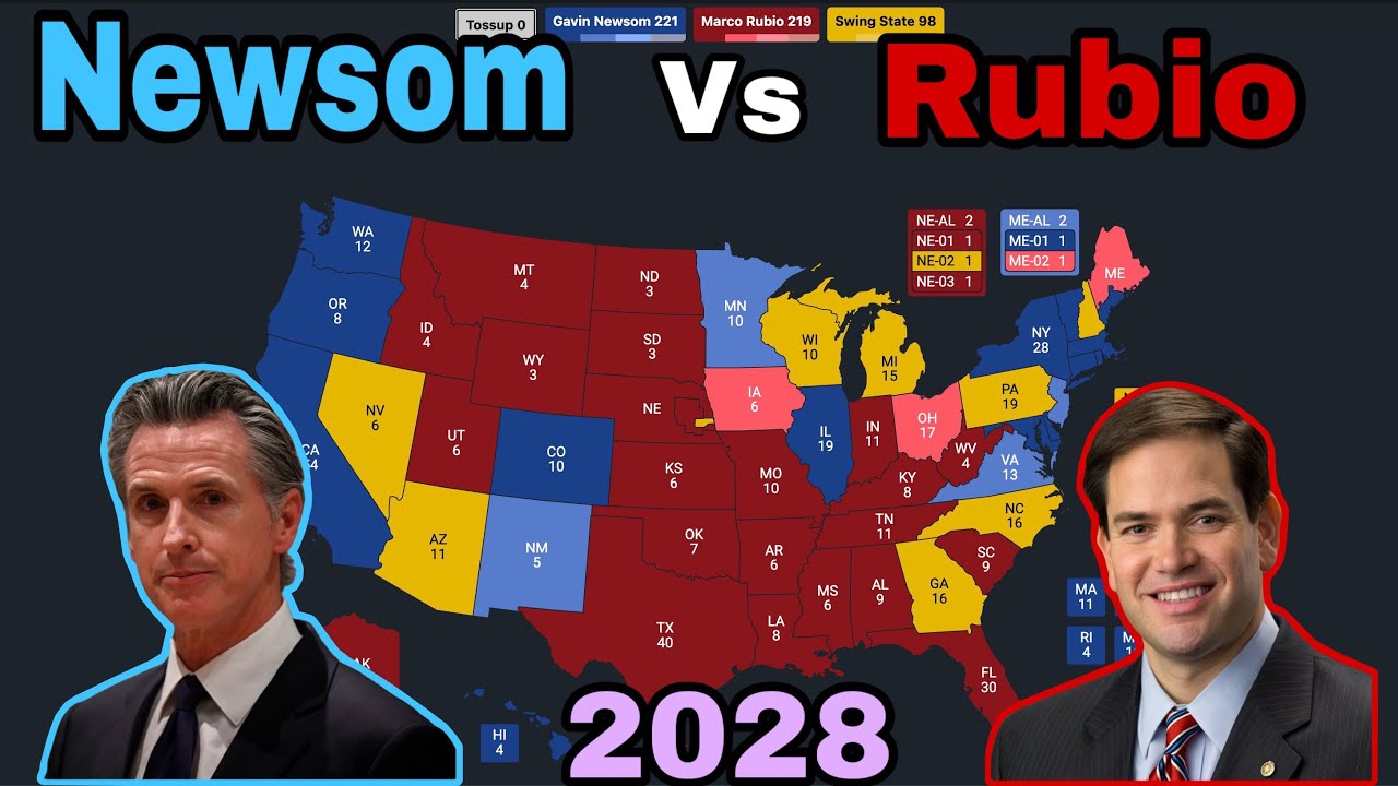 Гэвин Ньюсом против Марко Рубио | Прогноз выборов 2028 года