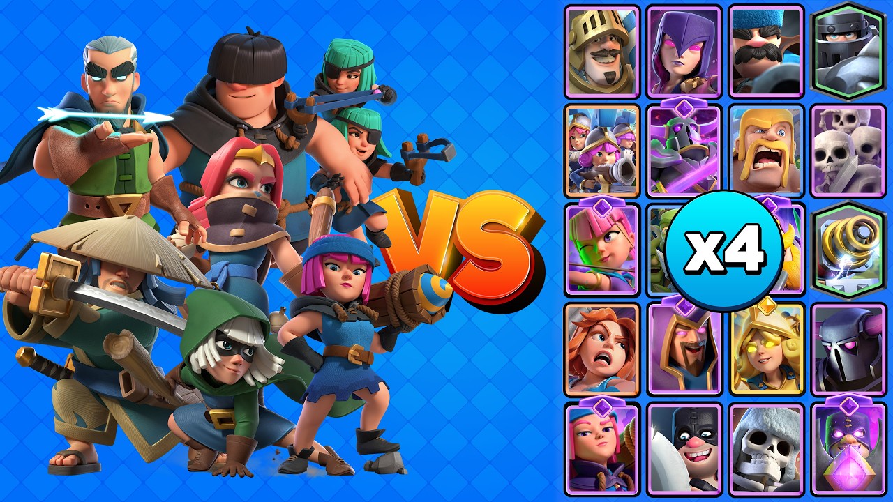 PANDILLA DEL BOSQUE vs TODAS LAS CARTAS X4 | Clash Royale