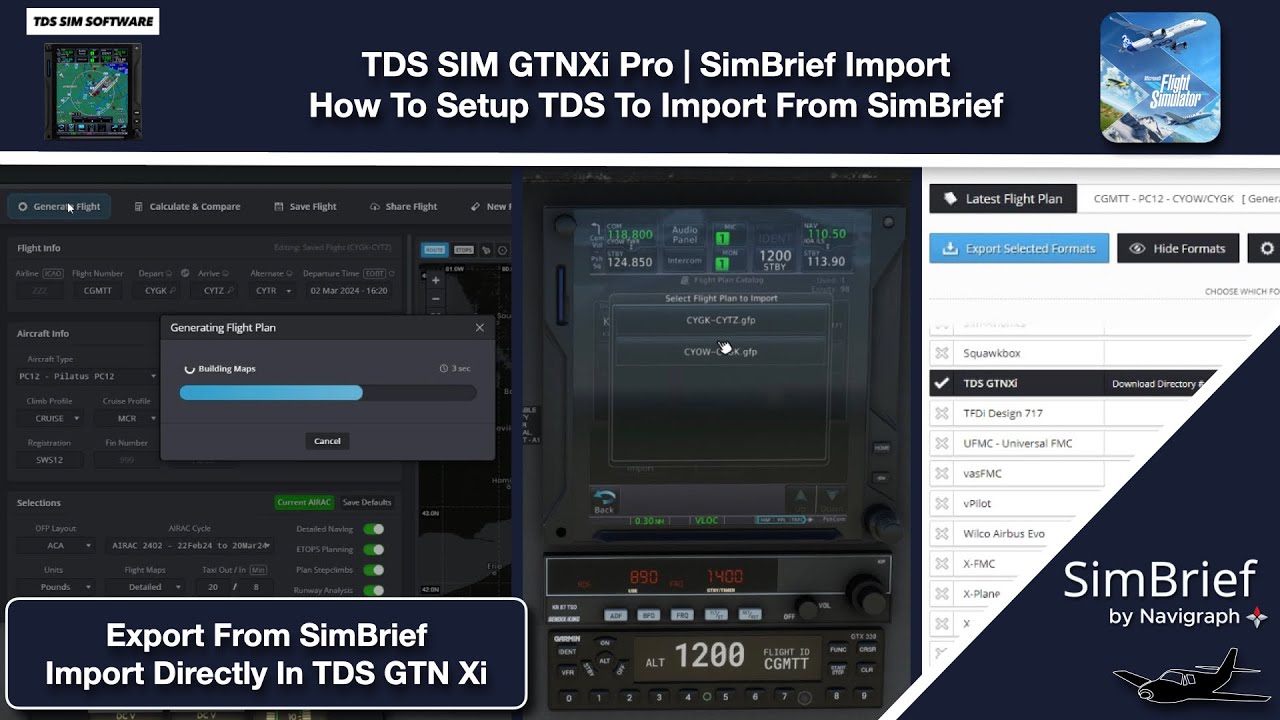 MSFS | TDS GTN Xi Pro | SimBrief Import