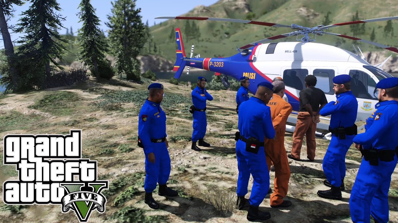 Polairud Patroli Udara Kejar Narapidana Kabur || GTA 5 Mod Polisi Indonesia