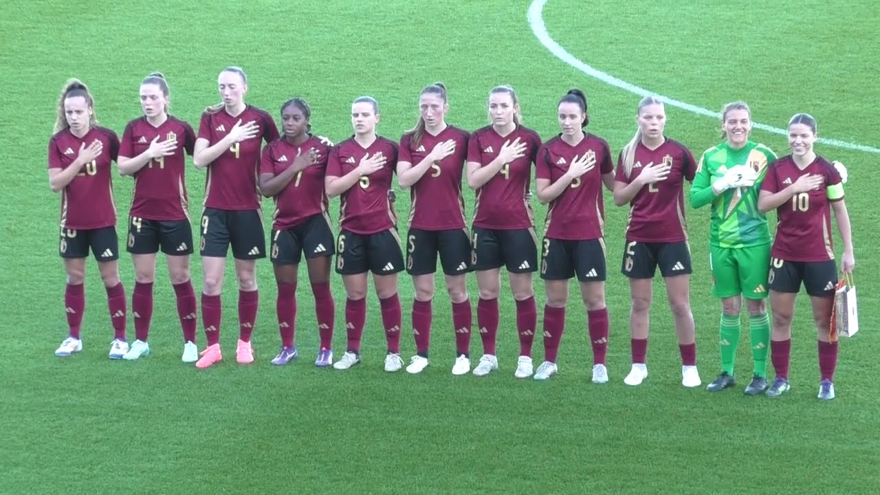 Belgian national anthem before the friendly Belgium WU23 - Scotland WU23 on 24.10.2024