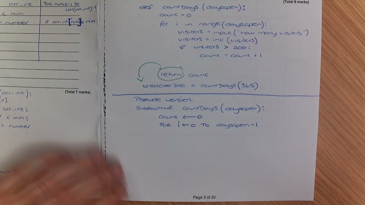 GCSE - SUBROUTINES QUESTION - WALK THROUGH - AQA - PART4