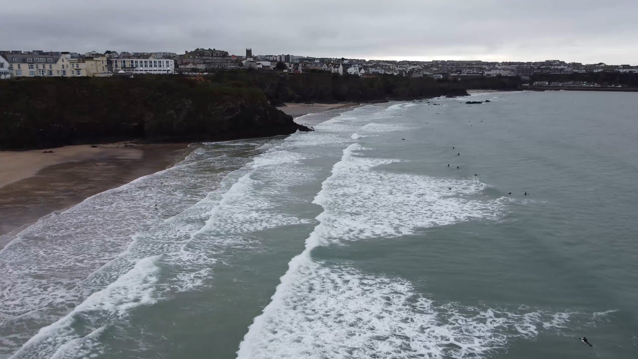 Tolcarne Beach by Drone 4K, Newquay, Cornwall, UK