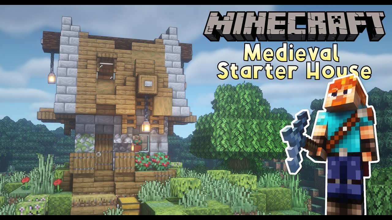 Minecraft Tutorial - Medieval Starter House!!