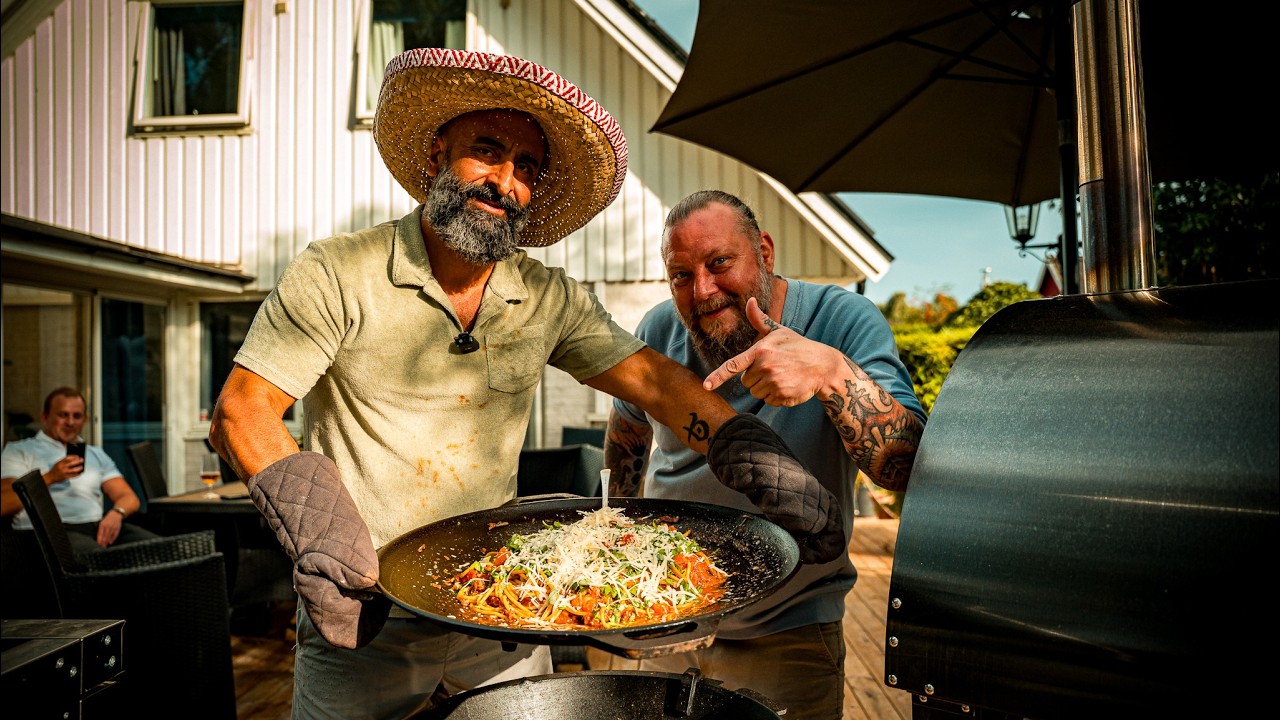Vi lagade pasta pomodoro med salsiccia på murica – sjukt gott