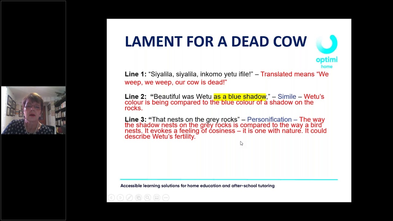 Grade 10 English Home Language   Poetry  Lament for a dead cow