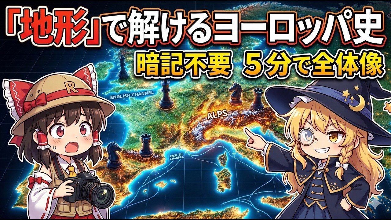 【地政学×世界史】暗記不要！地形を知ればヨーロッパ史の全体像が5分でわかる!ローマ帝国から現代EUまで一挙解説　
