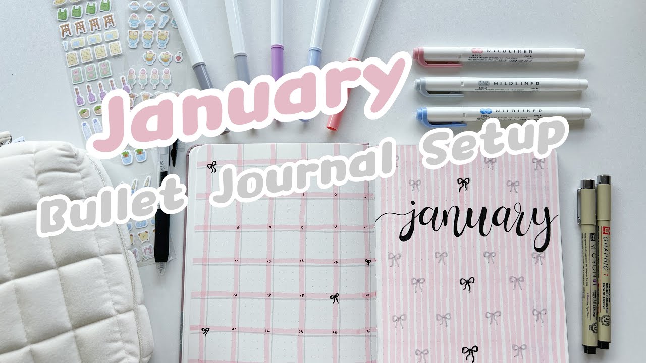 January 2025 Bullet Journal Setup ✿ Plan With Me ✿ Aesthetic Coquette Theme ✿ Simple Bujo Ideas