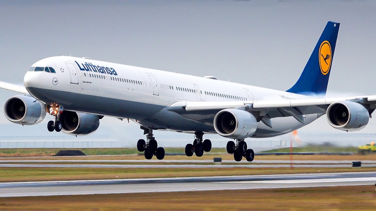 (4K) Vancouver Airport Arrivals & Departures | Ft. Lufthansa A340-600