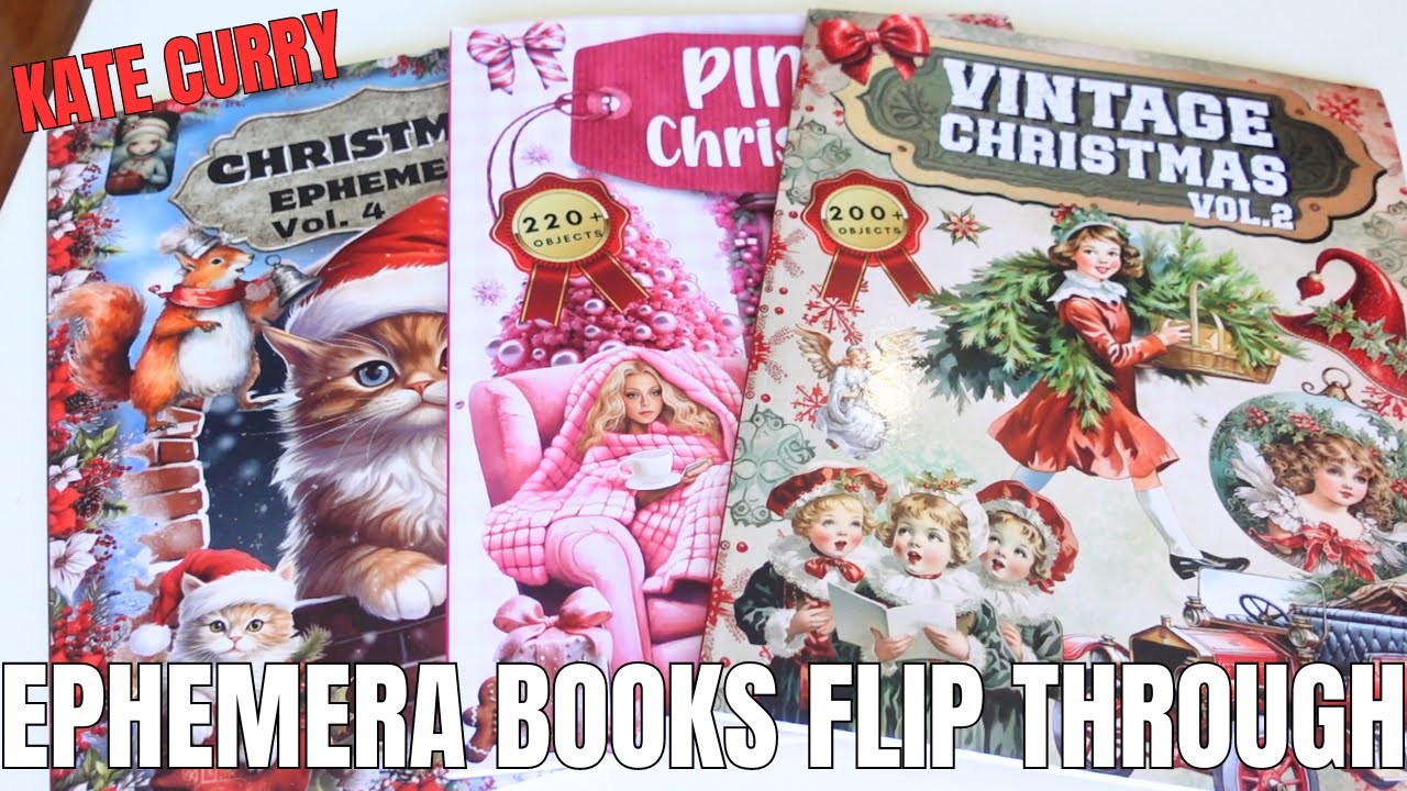 KATE CURRY EPHEMERA BOOKS FLIP THROUGH | VINTAGE CHRISTMAS | CHRISTMAS | PINK CHRISTMAS