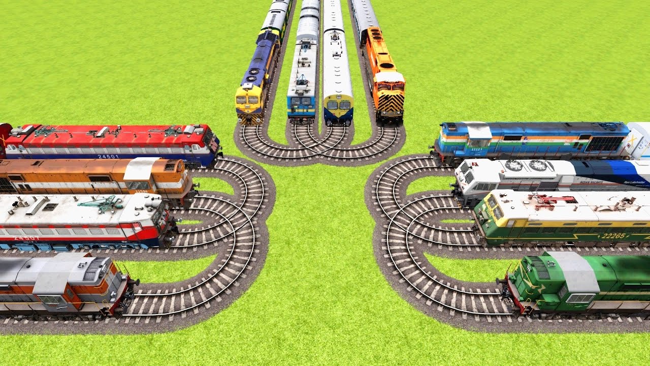 12 TRAINS OVERLAPPING AT THE HUGE ROUNDED SIX U TURNS RAILROAD ▶️ Train Simulator | CrazyRails