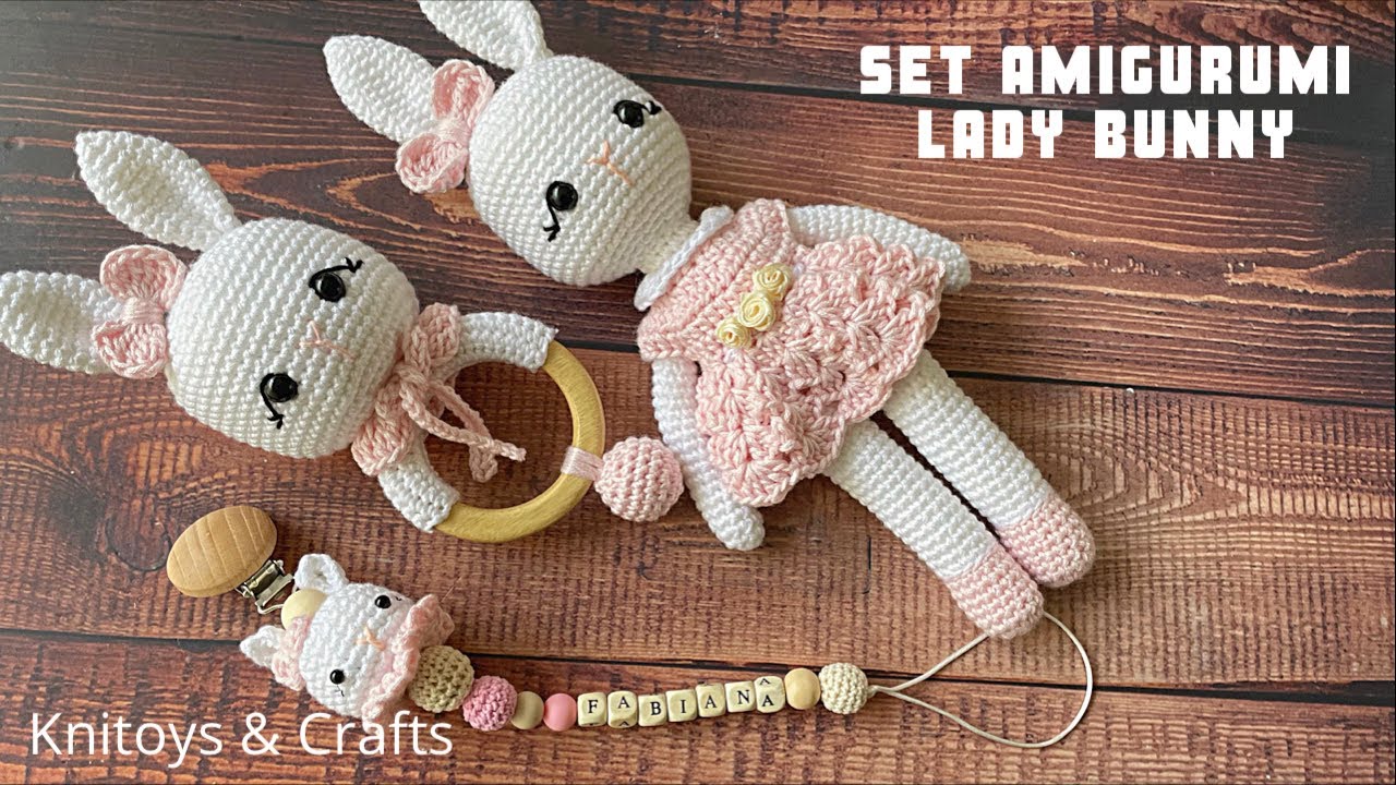 Muñeca Amigurumi Lady Bunny - Set bebé/ sonajero y portachupón - Parte 1 Materiales