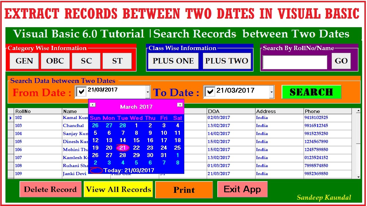 Search Records between Two dates using DataGrid and DTPicker Control in Visual Basic 6 | Search data