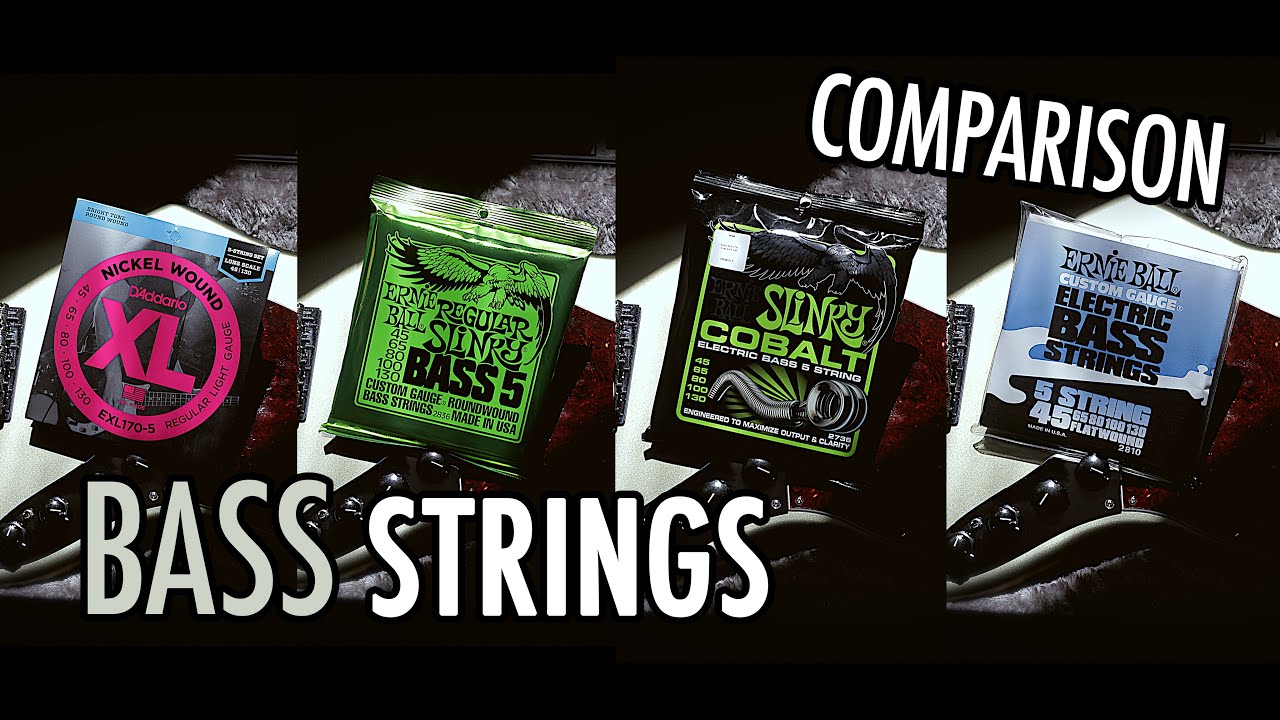 Bass strings | Comparison | Jazz Bass || D'Addario, Ernie Ball Regular Slinky, Cobalt, Custom Gauge