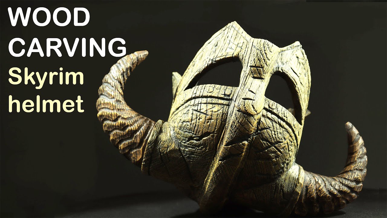 Skyrim. How to make helmet. Wood carving. Wood Mask.