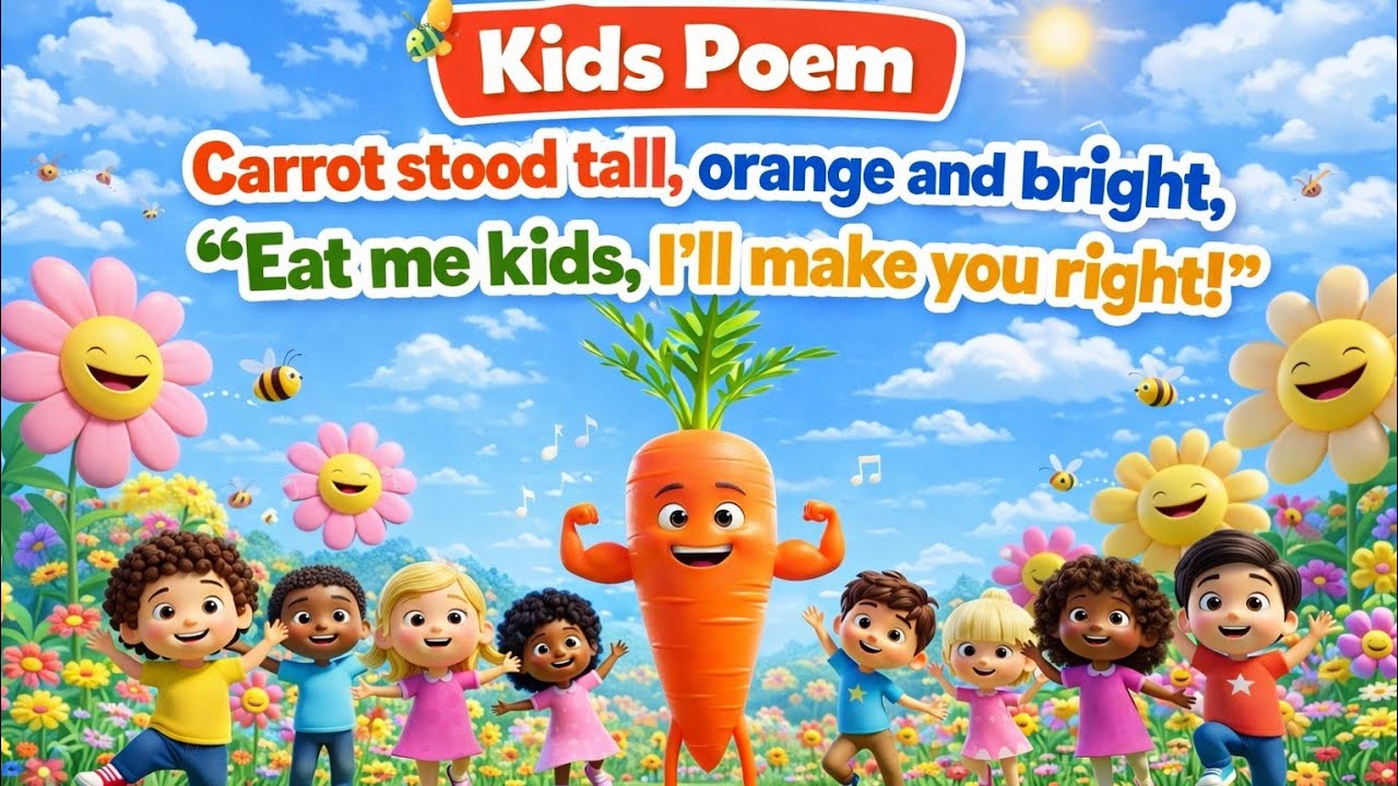 Kids For Song Carrot🥕 | Healthy Vegetables Poem | Fun Kids Rhymes#nurseryrhymes#foryou 