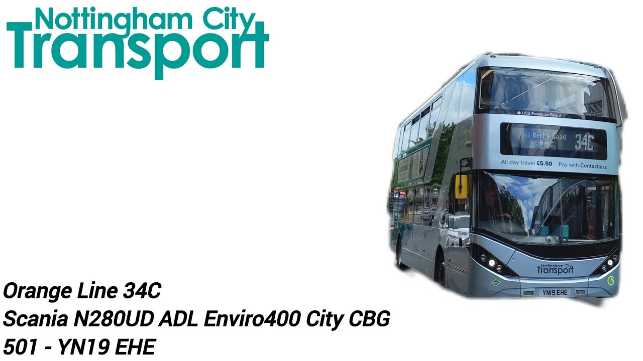 NCTX Buses 501 - YN19 EHE | Scania N280UD ADL E400 City | Orange Line 34C