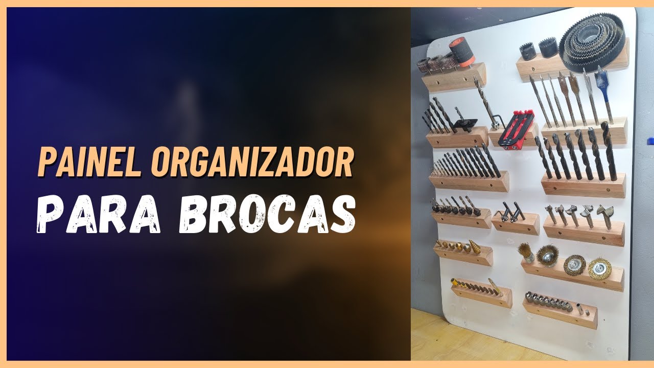 Painel organizador de brocas, bits e acessórios para furadeira
