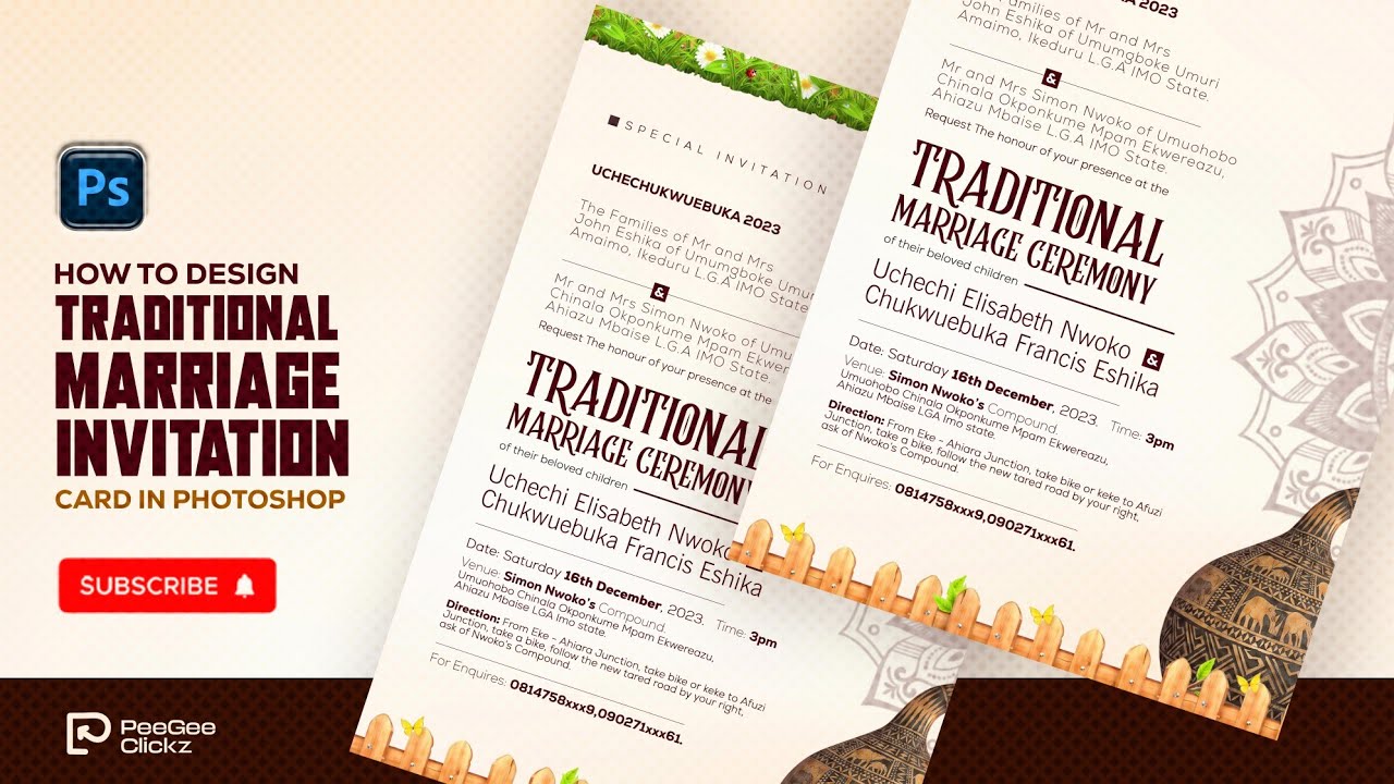 How to design traditional marriage invitation card in photoshop&ndash; Photoshop Tutorial 2021
