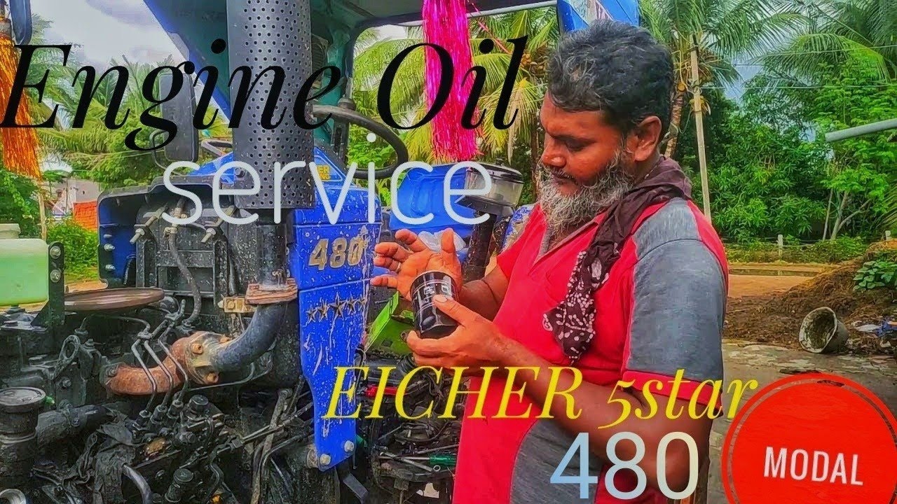 EICHER 480 5star modal Engine oil service|| village Tractors