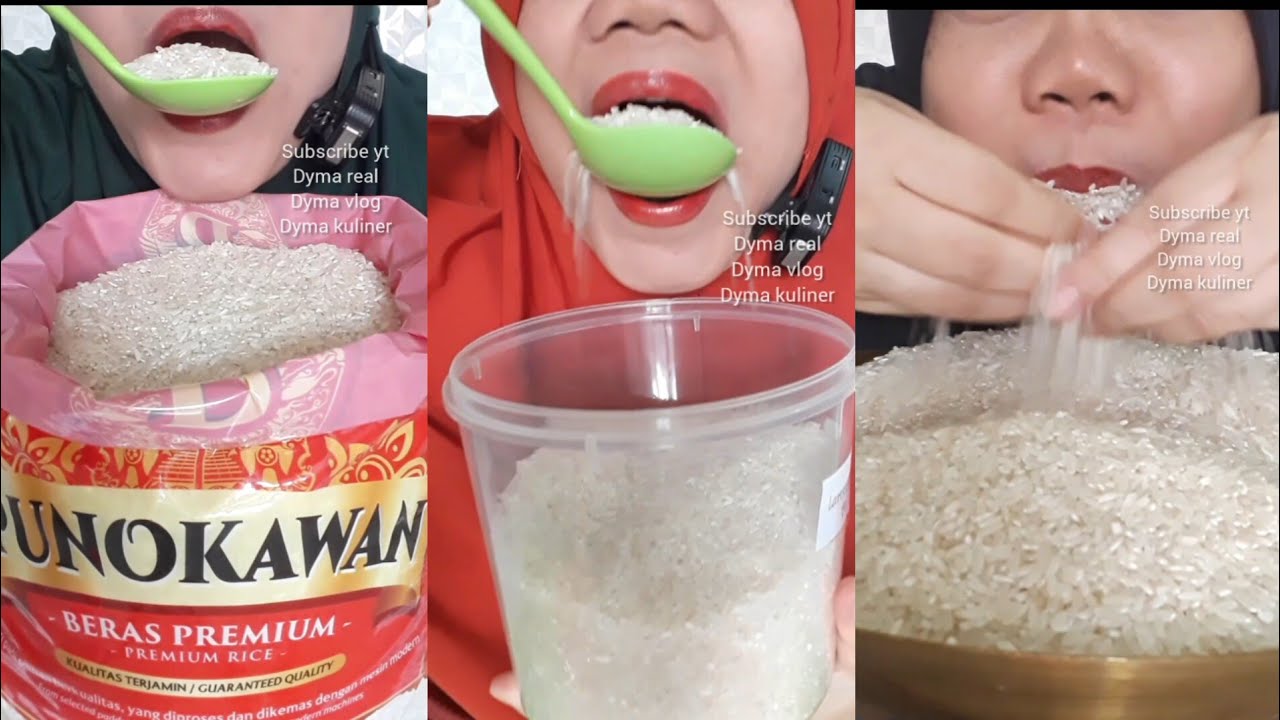 DYMA KULINER 💕Kompilasi Shorts 9 Vidio💕Makan Beras Mentah💕 #asmr @dymaaaaa @Dymakuliner