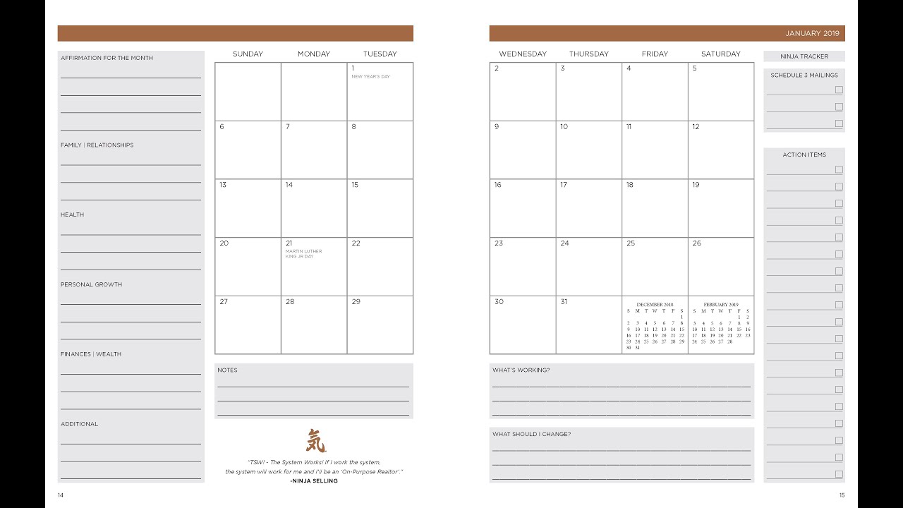 Ninja Planner Monthly View Breakdown