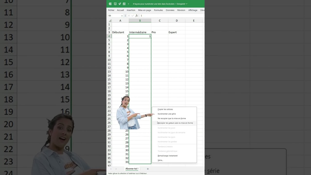 Les 4 m&eacute;thodes les plus connues pour num&eacute;roter une liste | Astuce Excel