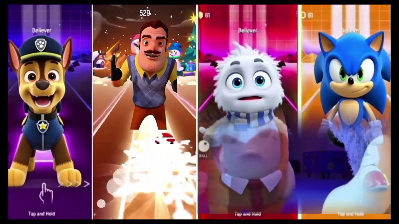 SONIC.EXE 🆚 PAW PATROL CHASE 🆚 RED MONSTER 🆚 SPIDER HOUSE - Tiles Hop EDM Rush 🎶