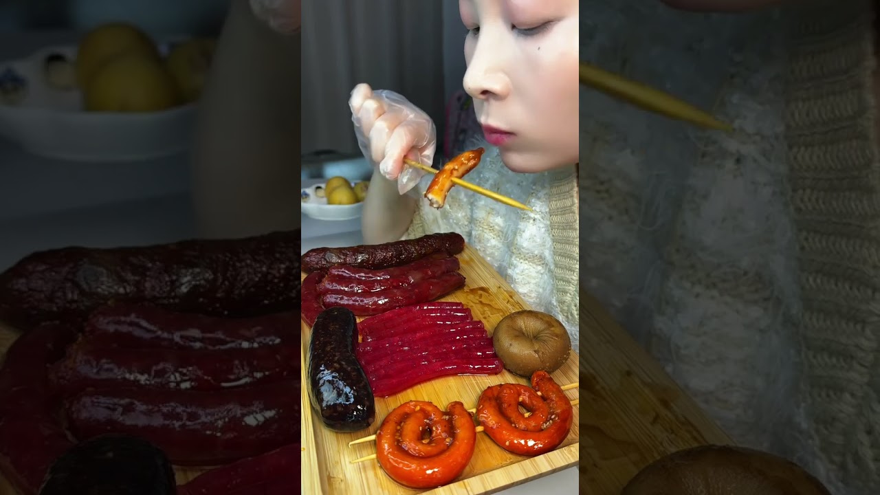 Immersive eating of sizzling sausage combination! So delicious#Eating broadcast #Eating #ytshorts