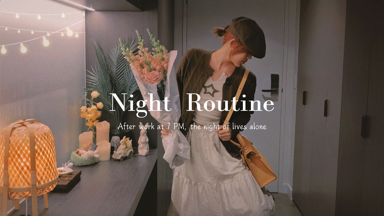 [Night Routine] 🌃🌙: After work at 7 PM | Spicy Udon Beef Noodles🍜🔥& Tteokbokki🍲🍹 | Cozy Home Vlog