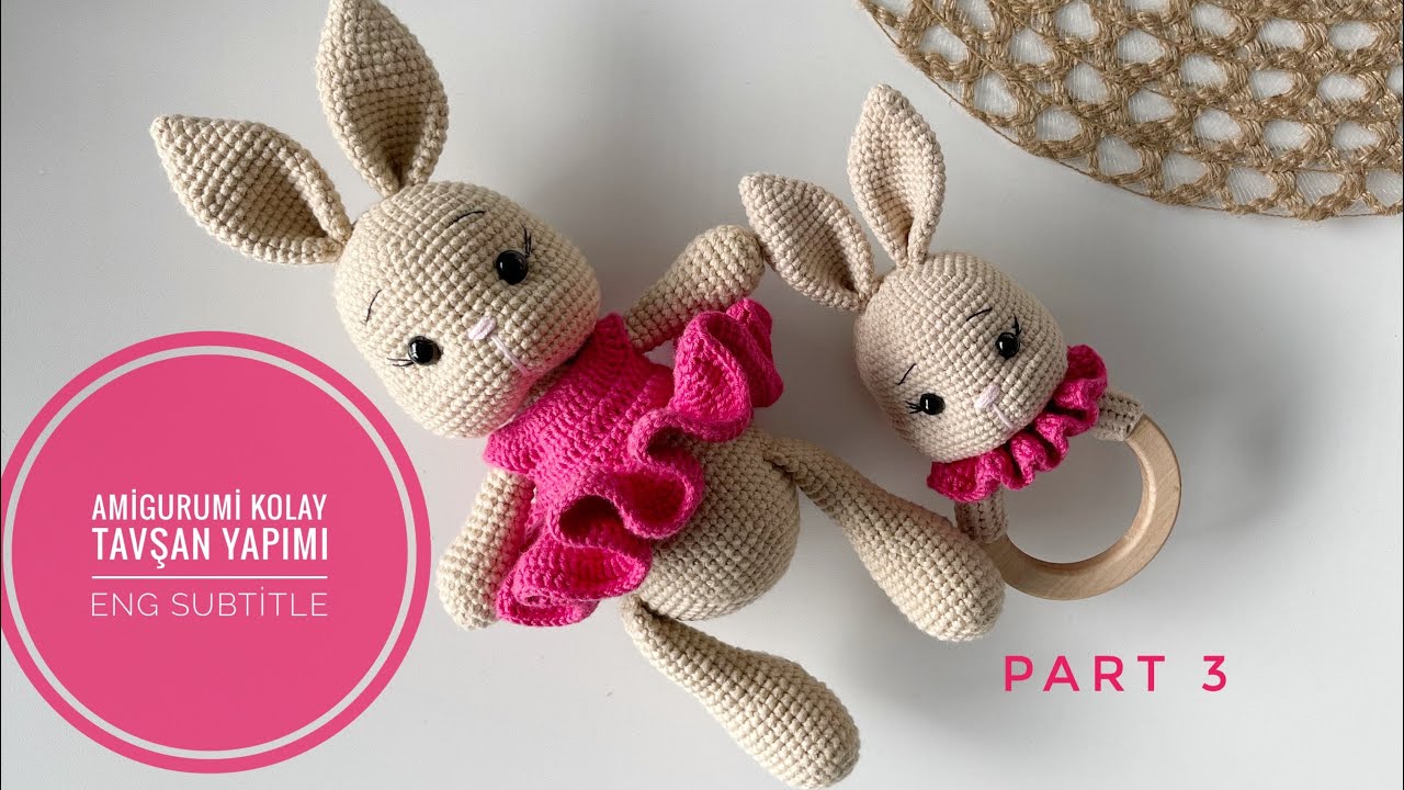 Amigurumi Kolay Tavşan Yapımı💞3/3 ENGLİSH Subtitle (gövde,body,elbise,dress) #amigurumirabbit