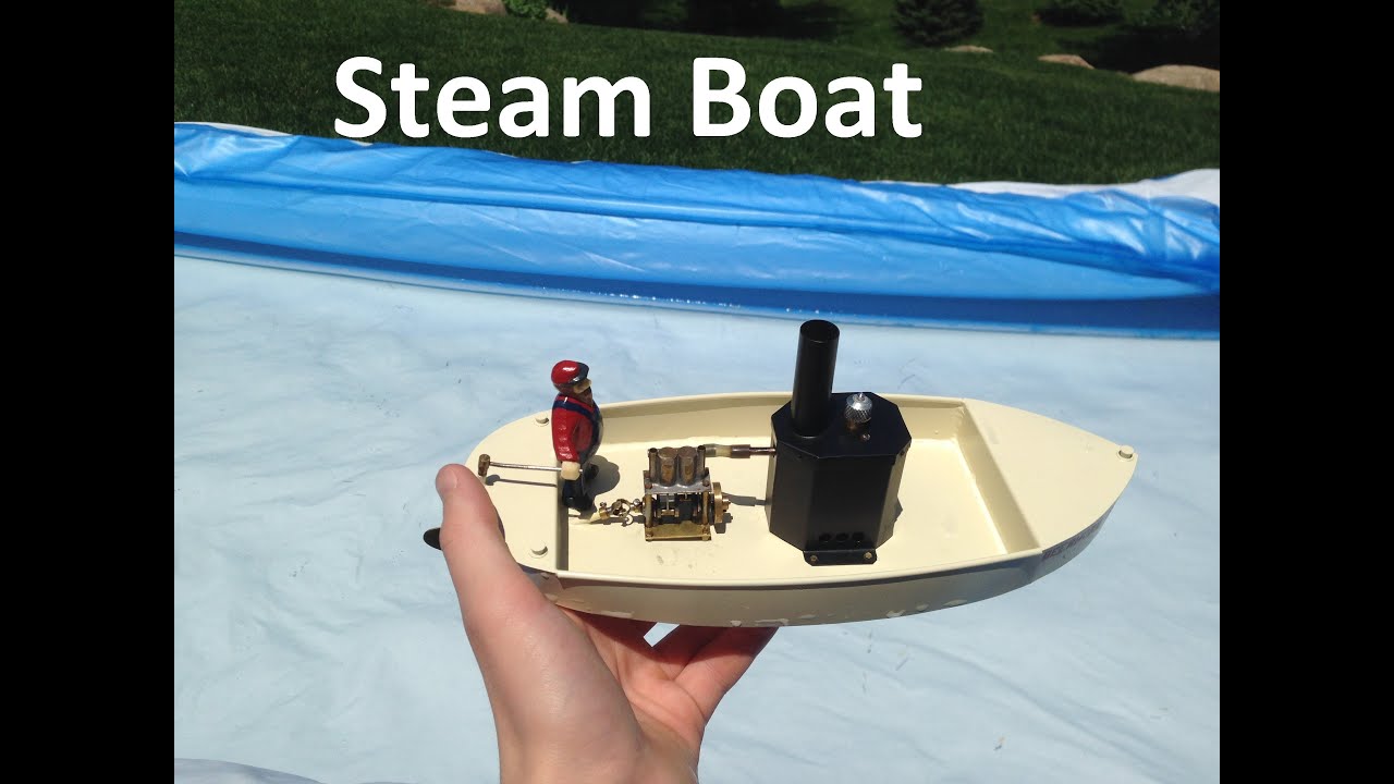 Home made mini steam boat running in water