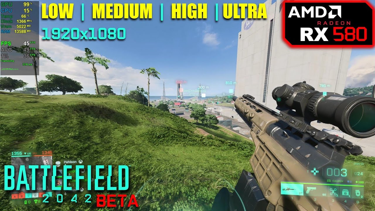 RX 580 | Battlefield 2042 BETA - 1080p - Low, Medium, High, Ultra