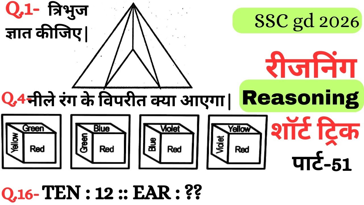 Reasoning प्रैक्टिस Set–51|| SSC gd reasoning|| ntpc reasoning|| reasoning||  reasoning practice set