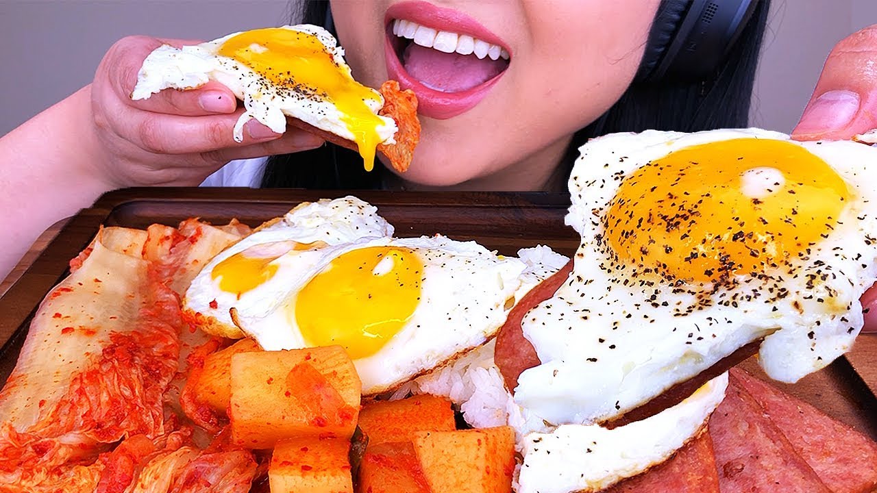 ASMR BEST EGGS EVER + SPAM & KIMCHI | ASMR Phan