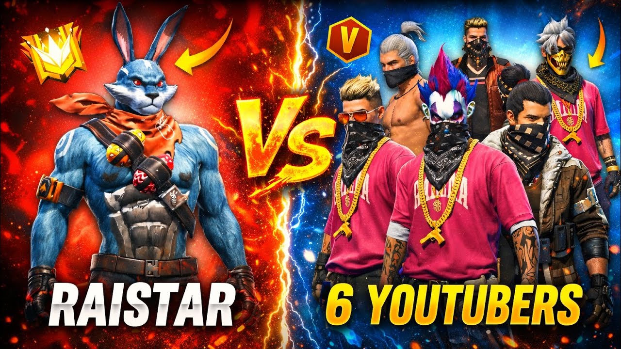 Raistar vs 6 YouTubers | Insane 1v6 Free Fire Gameplay #freefire #ffcustomgame #ff #raistar 