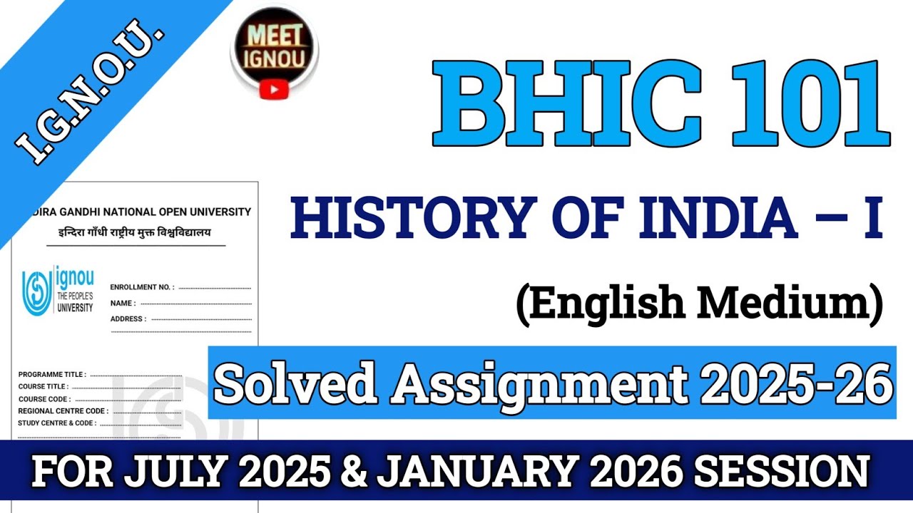 Bhic 101 Solved Assignment 2025-26 // History of India – I // #bhic101_assignment #bhic101 #bhic 
