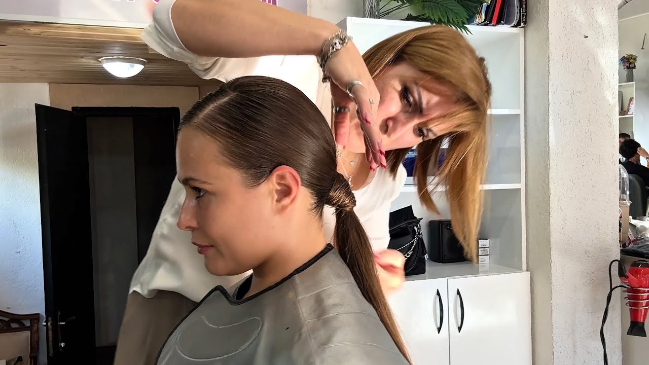 My Visit to the Beauty Salon | Hair Wash and Low Ponytail Styling for Long Hair | Relaxing ASMR
