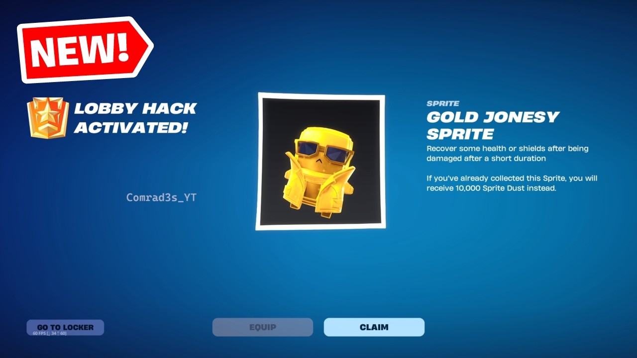 Fortnite 3 NEW Lobby Hack Codes - How to get Gold Jonesy Sprite, 40k XP and Sprite Dust